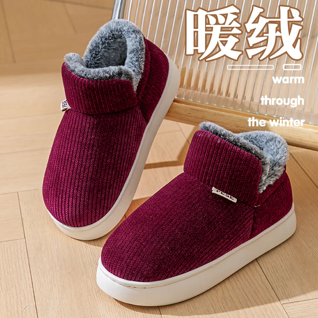 Non-Slip Cotton Slippers for Women Autumn and Winter 2025 New Indoor Home High-Top Warm All-Inclusive Thick-Soled Cotton Shoes for the Elderly - Image 11
