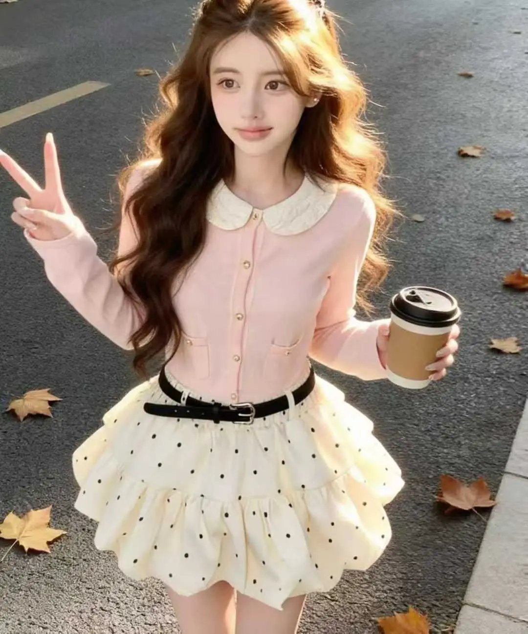 Women Pleated Khaki Skirt with Belt Autumn 2026 - Image 4