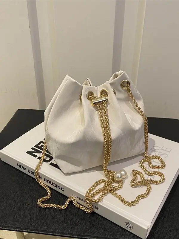 Pink Chain Crossbody Bag for Women, Large Capacity, Korean Style