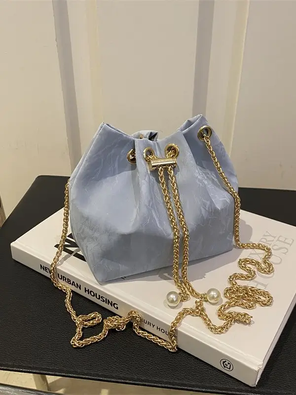 Pink Chain Crossbody Bag for Women, Large Capacity, Korean Style