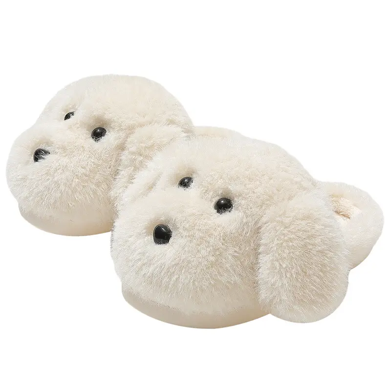 Cute Puppy Cotton Slippers for Women Winter New Indoor Home Non-Slip Warm Thick-Soled Plush Slippers for Men Wholesale