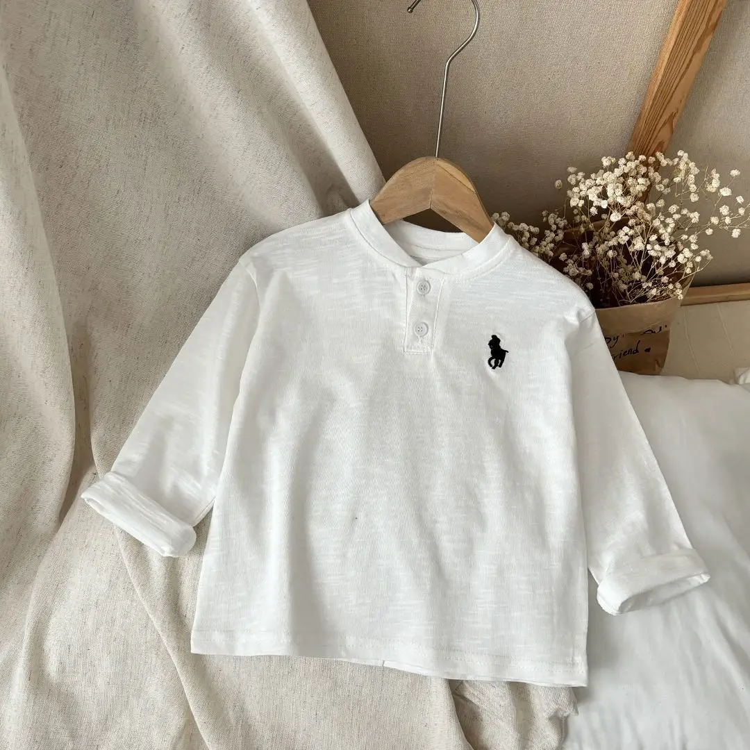 White Cotton Polo T-Shirt for Boys Spring Autumn - Image 5