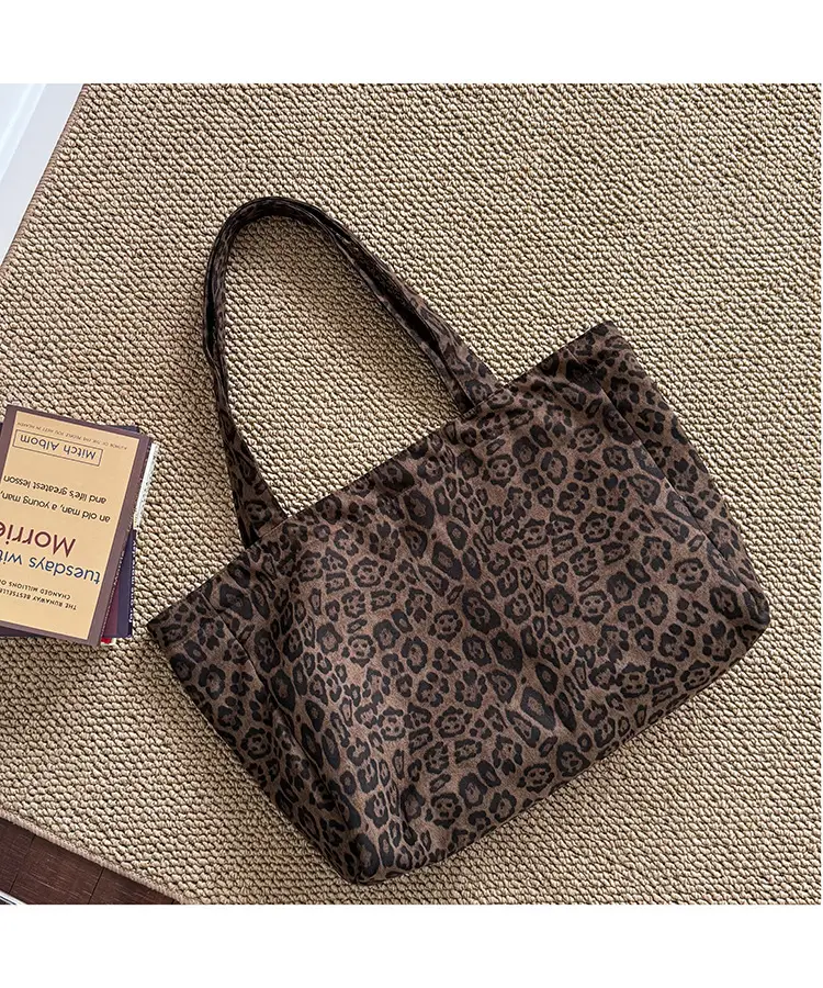 Retro Leopard Print Large Capacity Shoulder Bag Women's Canvas Tote — feature 17