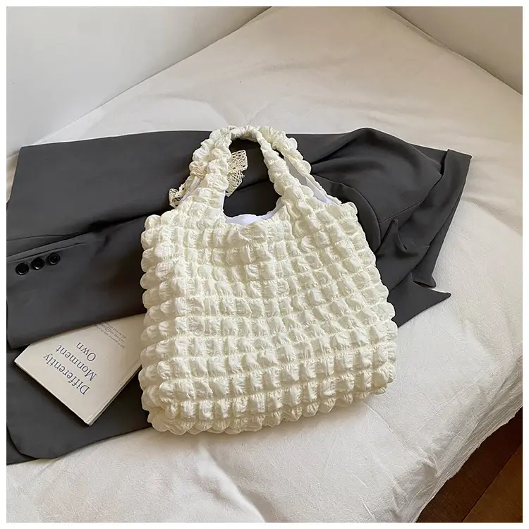 Yellow Bubble Woven Shoulder Bag Large Capacity — feature 15