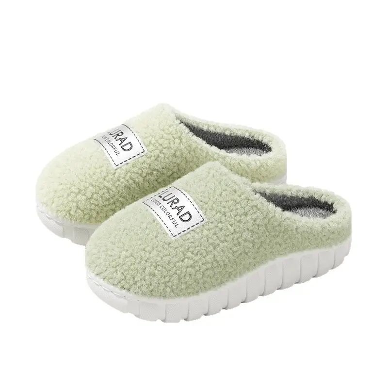 Men's Winter New Style Home Couple's Thick-Soled Warm and Non-Slip Indoor Household Wool Slippers for Women