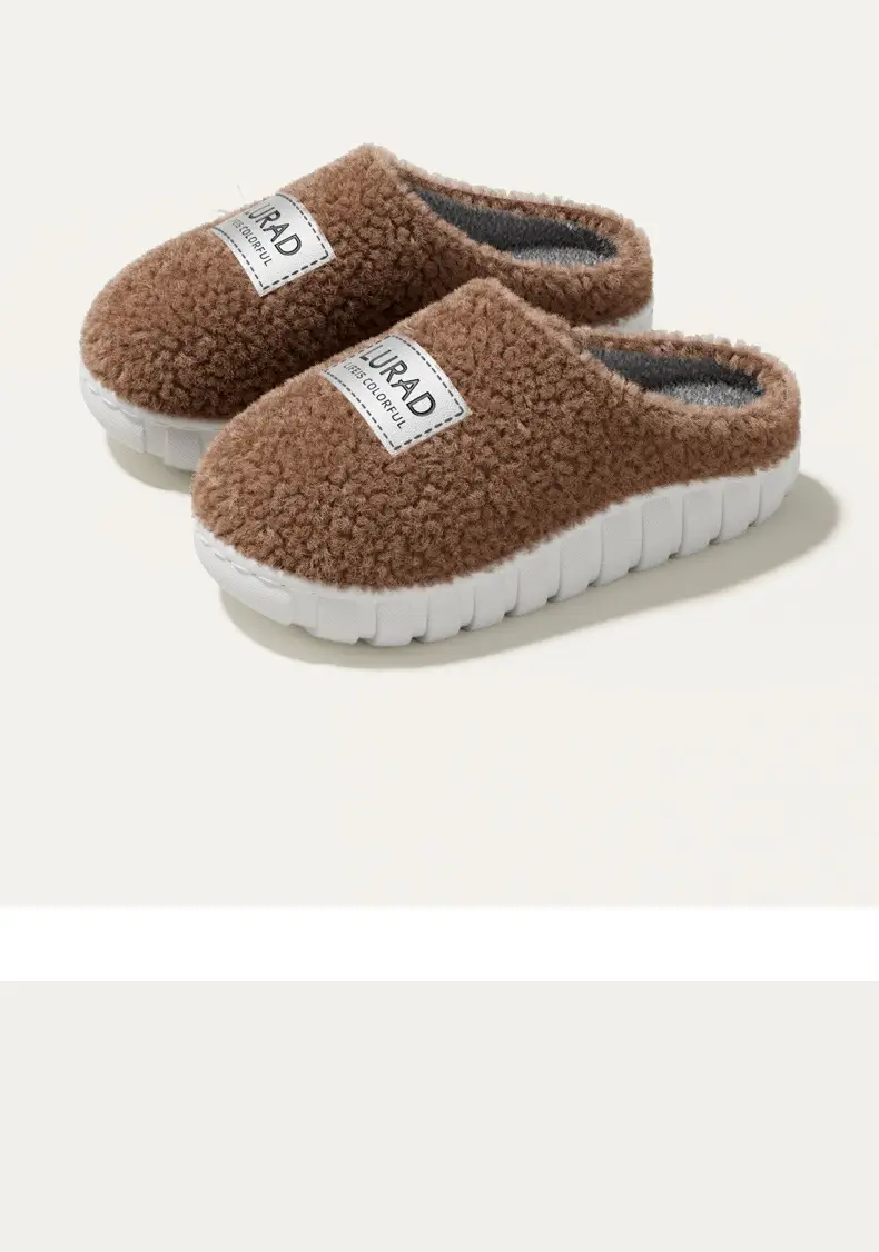 Men's Winter New Style Home Couple's Thick-Soled Warm and Non-Slip Indoor Household Wool Slippers for Women — feature 10