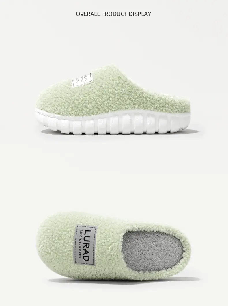 Men's Winter New Style Home Couple's Thick-Soled Warm and Non-Slip Indoor Household Wool Slippers for Women — feature 12