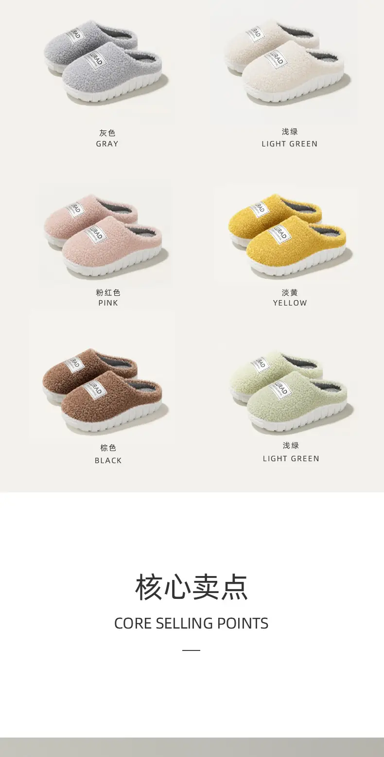 Men's Winter New Style Home Couple's Thick-Soled Warm and Non-Slip Indoor Household Wool Slippers for Women — feature 4