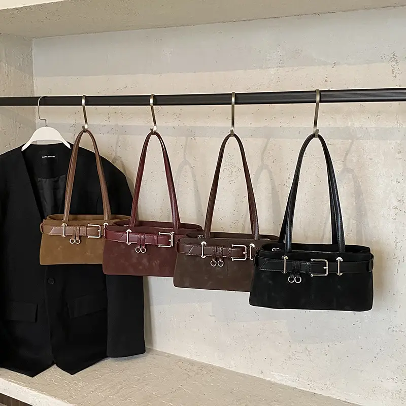 Women's French Leather Motorcycle Bag Burgundy