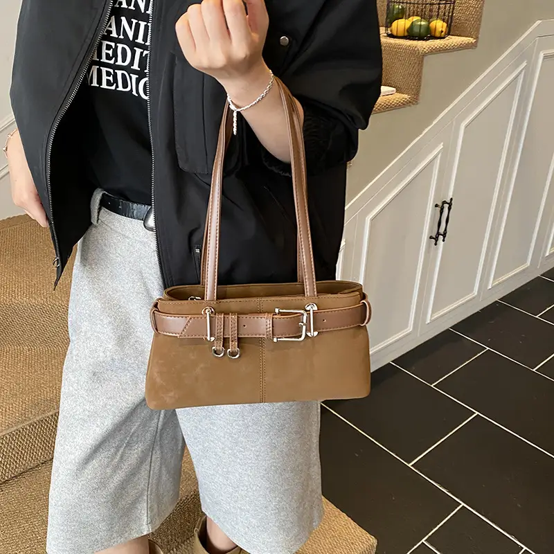 Women's French Leather Motorcycle Bag Burgundy