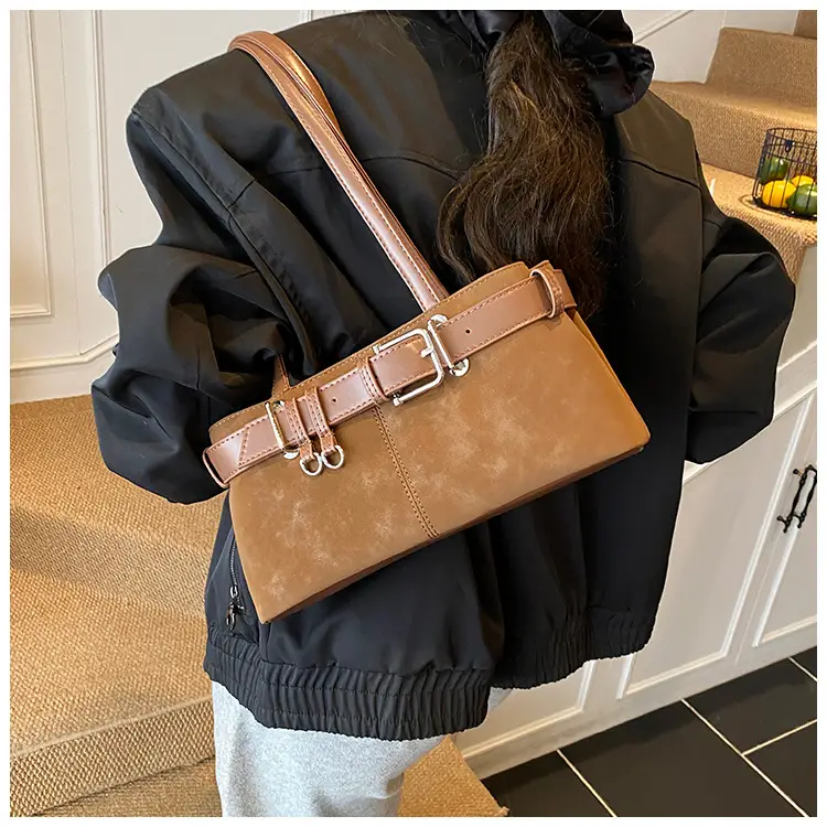 Women's French Leather Motorcycle Bag Burgundy — feature 25