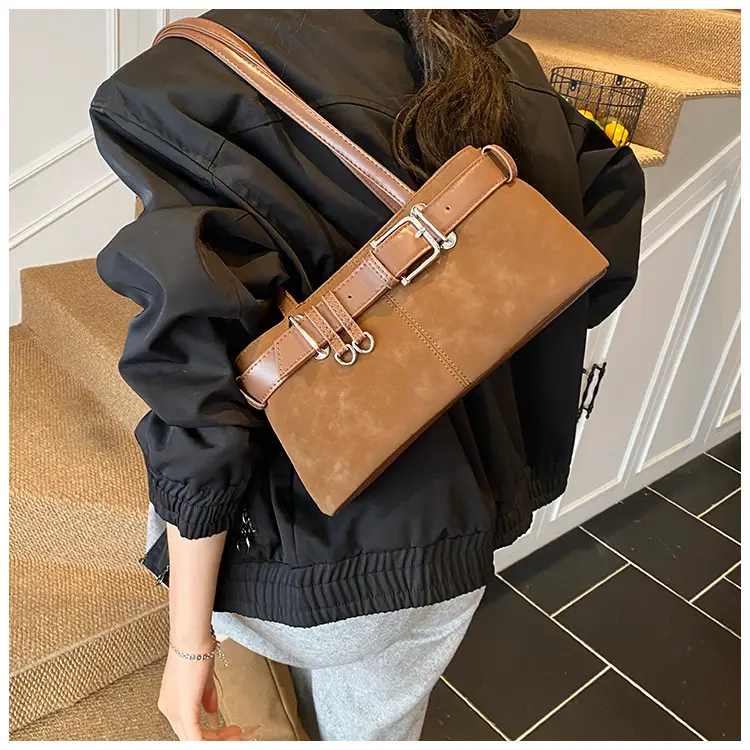 Women's French Leather Motorcycle Bag Burgundy — feature 26