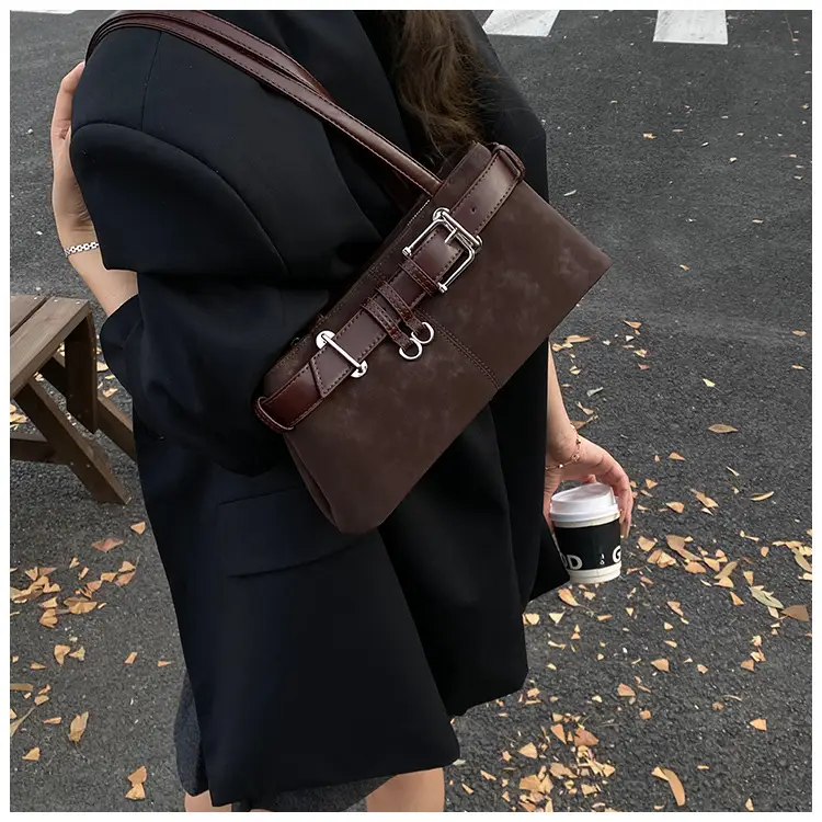 Women's French Leather Motorcycle Bag Burgundy — feature 30