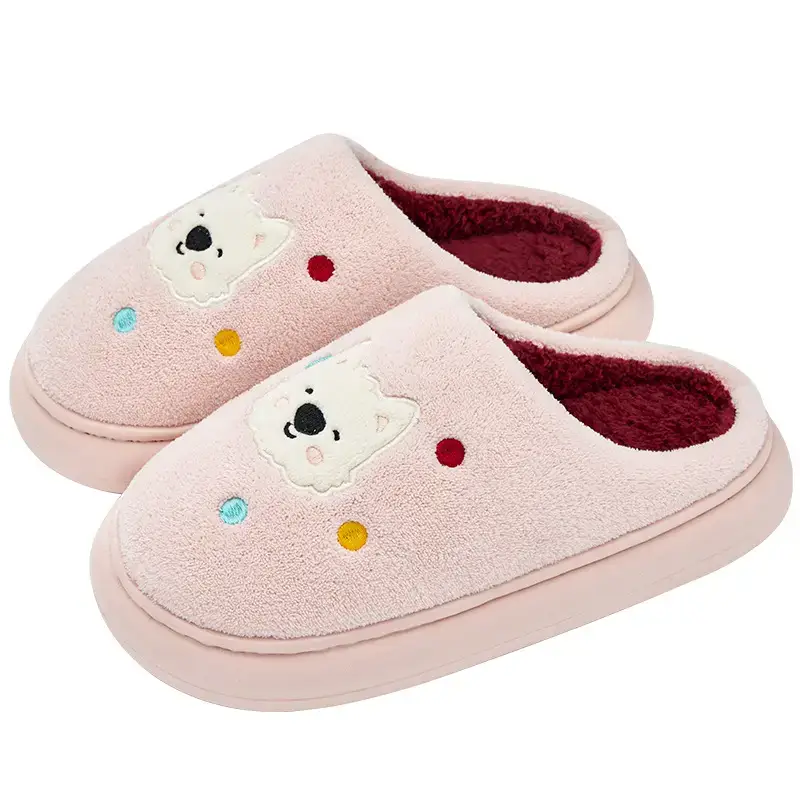 Women Winter Cotton Slippers Warm Plush White - Image 2