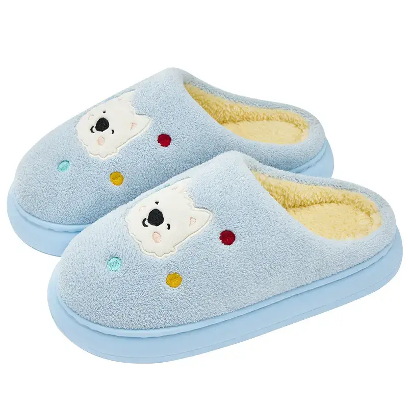 Women Winter Cotton Slippers Warm Plush White - Image 3