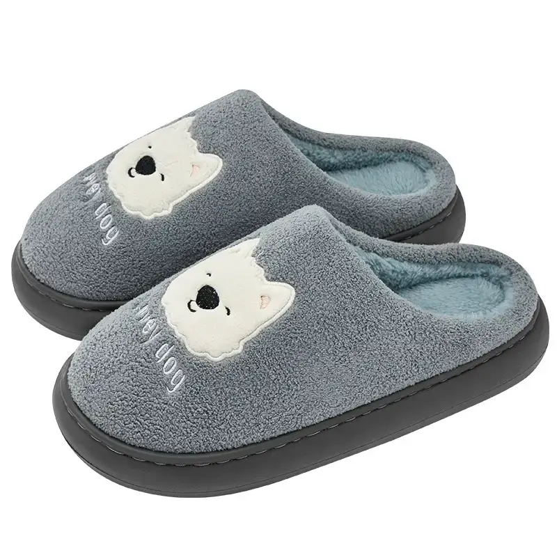 Women Winter Cotton Slippers Warm Plush White - Image 5