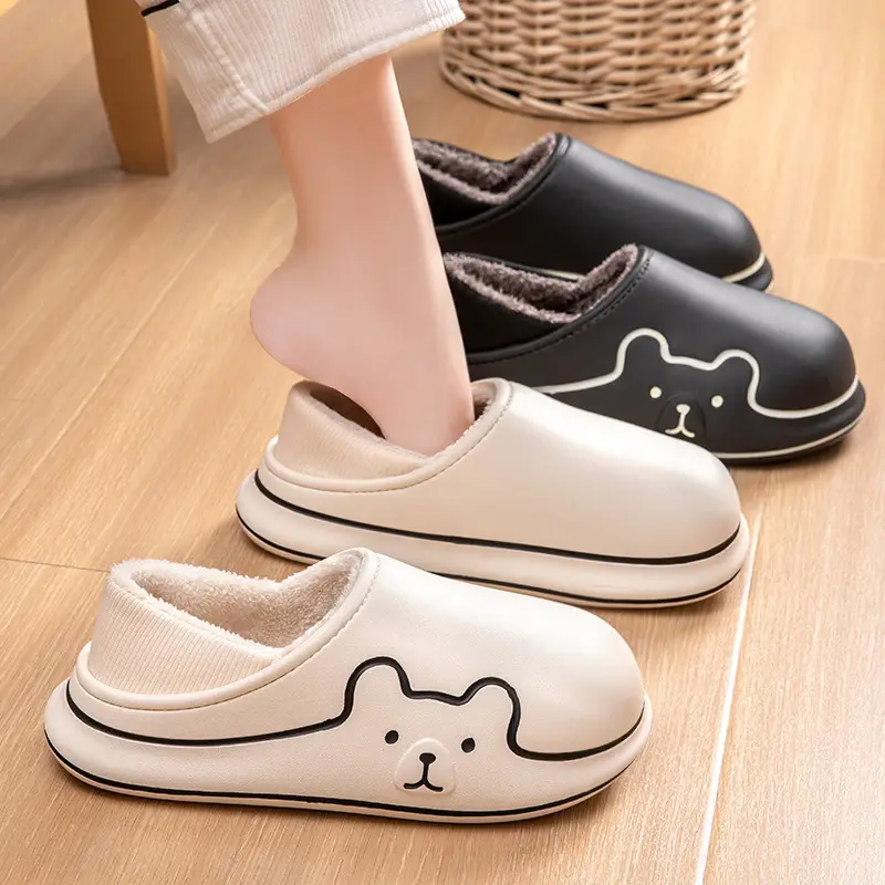 Eva Waterproof Cotton Slippers, Non-Slip, Warm, Indoor Fleece-Lined Cotton Slippers for Women, Autumn and Winter, Suitable for Outdoor Wear, Dirt-Resistant, Closed-Back Cotton Slippers - Image 16
