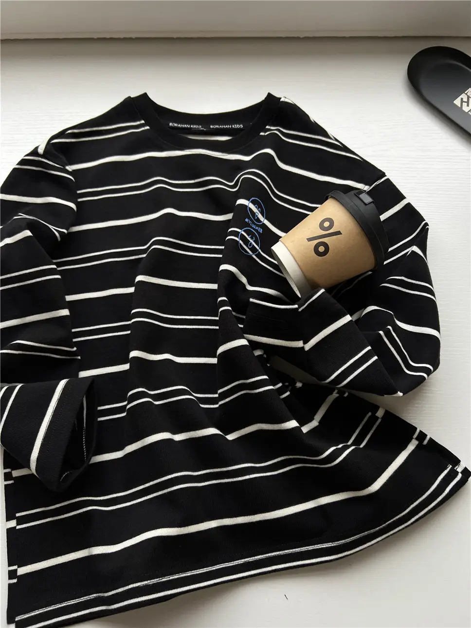 2026 Spring Boys Striped Long Sleeve T-Shirt 300g