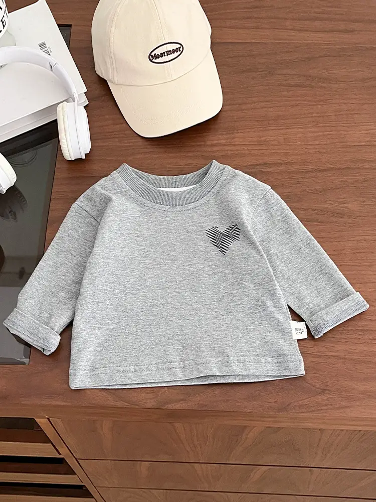 Boys Grey Printed Long Sleeve T-Shirt New Trendy Cool Infant Clothing