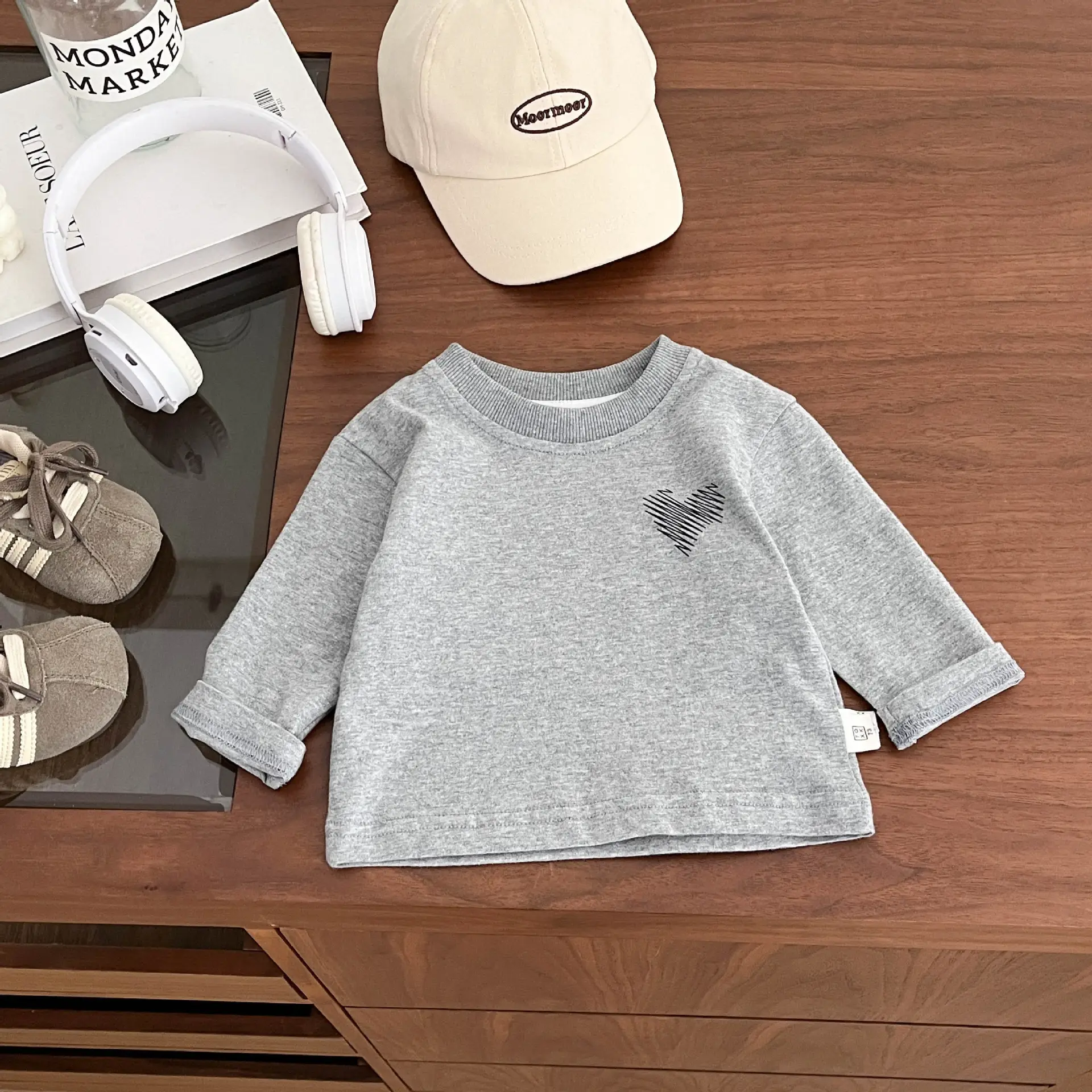 Boys Grey Printed Long Sleeve T-Shirt New Trendy Cool Infant Clothing