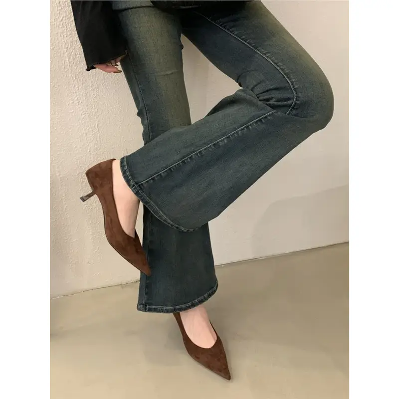 2026 Autumn New French Retro Style Pointed Toe Suede Shallow Mouth Stiletto High Heels Women's Versatile Commuter Shoes - Image 7