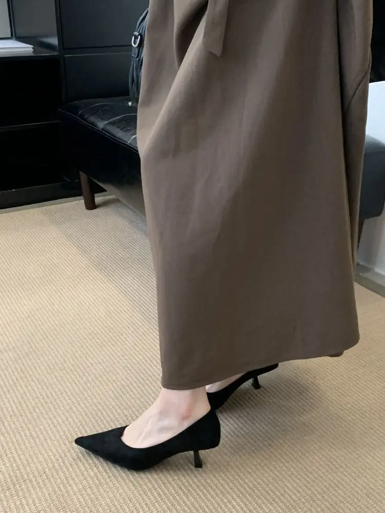 2026 Autumn New French Retro Style Pointed Toe Suede Shallow Mouth Stiletto High Heels Women's Versatile Commuter Shoes — feature 13