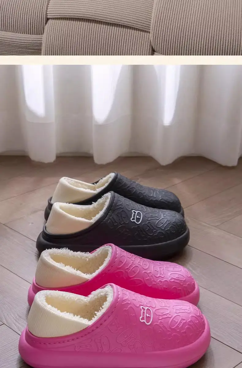 Fashionable Cute Cartoon Bear Maternity Shoes Versatile Couple Cotton Slippers Home Thick-Soled Non-Slip Warm Plush Slippers — feature 16