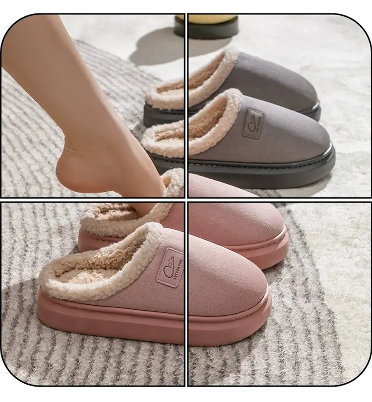 Pink Plush Cotton Couple's Indoor Slippers — feature 14