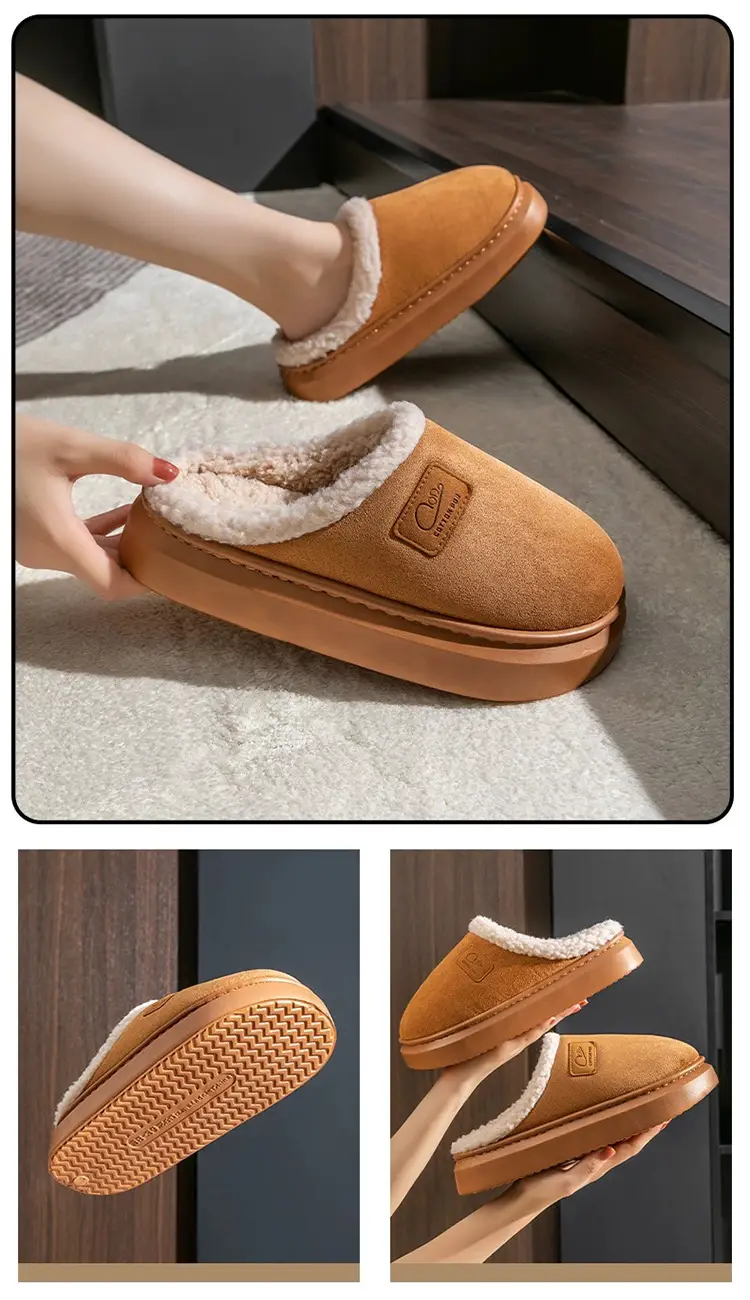 Pink Plush Cotton Couple's Indoor Slippers — feature 17
