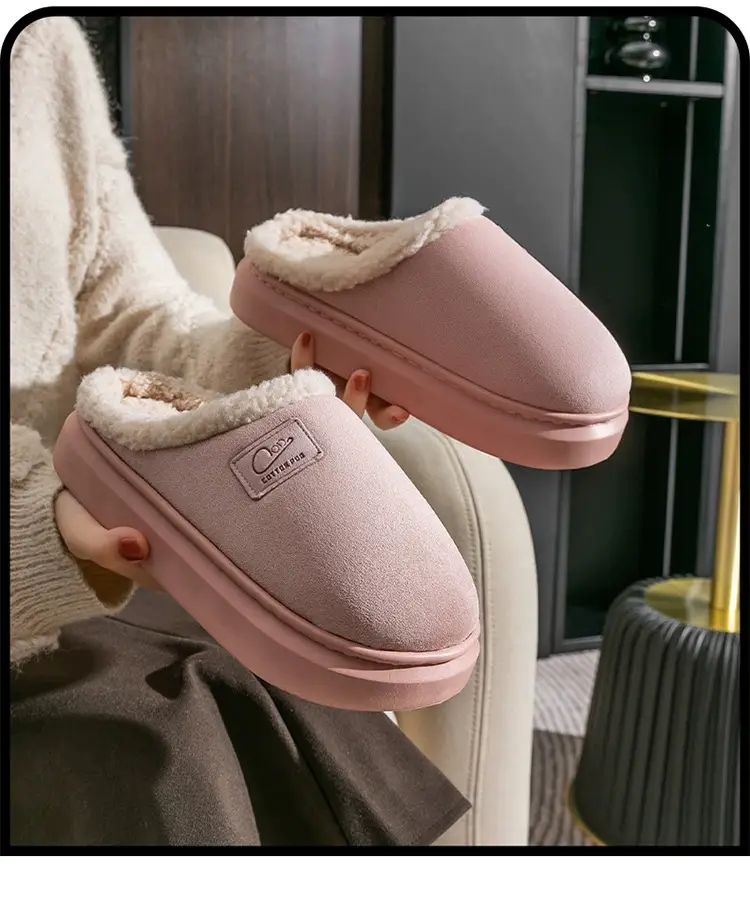 Pink Plush Cotton Couple's Indoor Slippers — feature 18