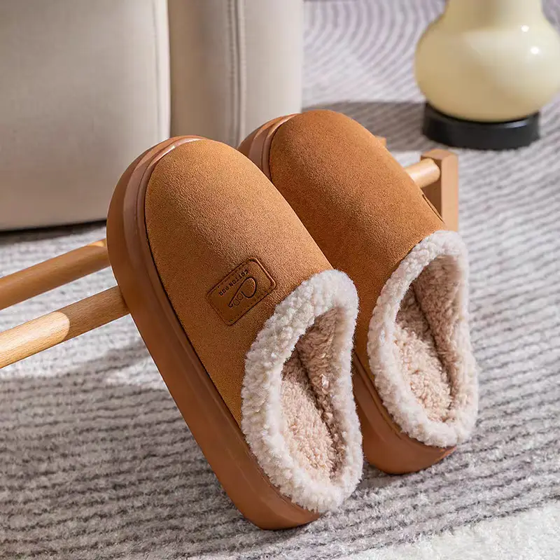 Pink Plush Cotton Couple's Indoor Slippers - Image 4