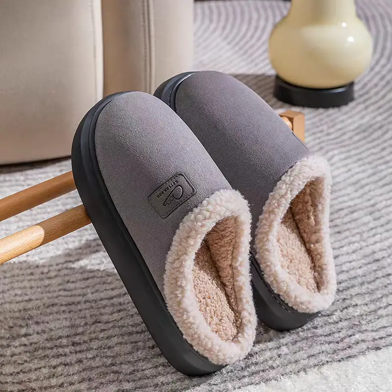 Pink Plush Cotton Couple's Indoor Slippers - Image 5