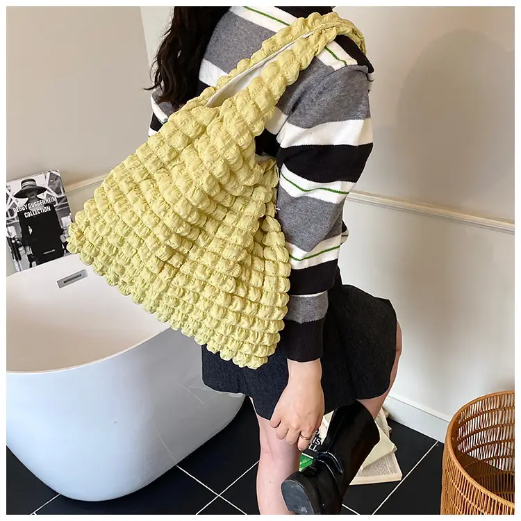 Pink Bubble Checkered Bow Shoulder Bag for Women — feature 19