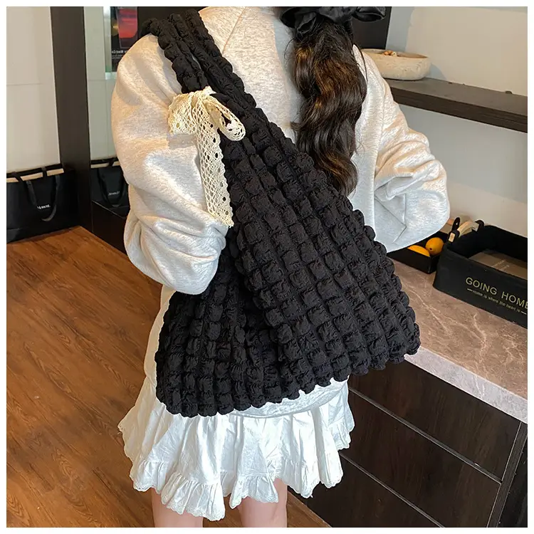 Pink Bubble Checkered Bow Shoulder Bag for Women — feature 27