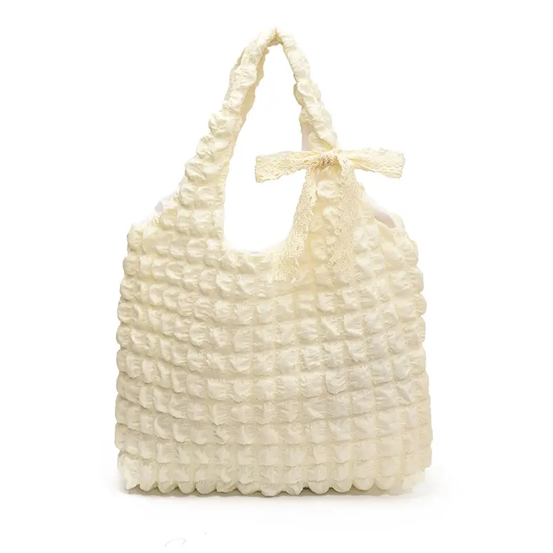 Pink Bubble Checkered Bow Shoulder Bag for Women