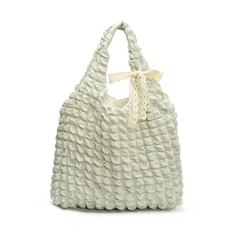 Pink Bubble Checkered Bow Shoulder Bag for Women