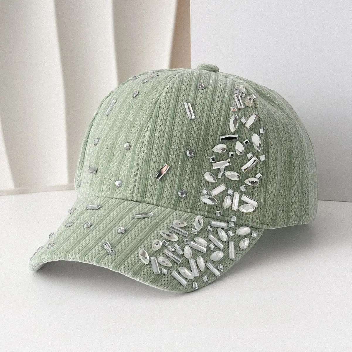 White Velvet Diamond Cap for Women - Image 6