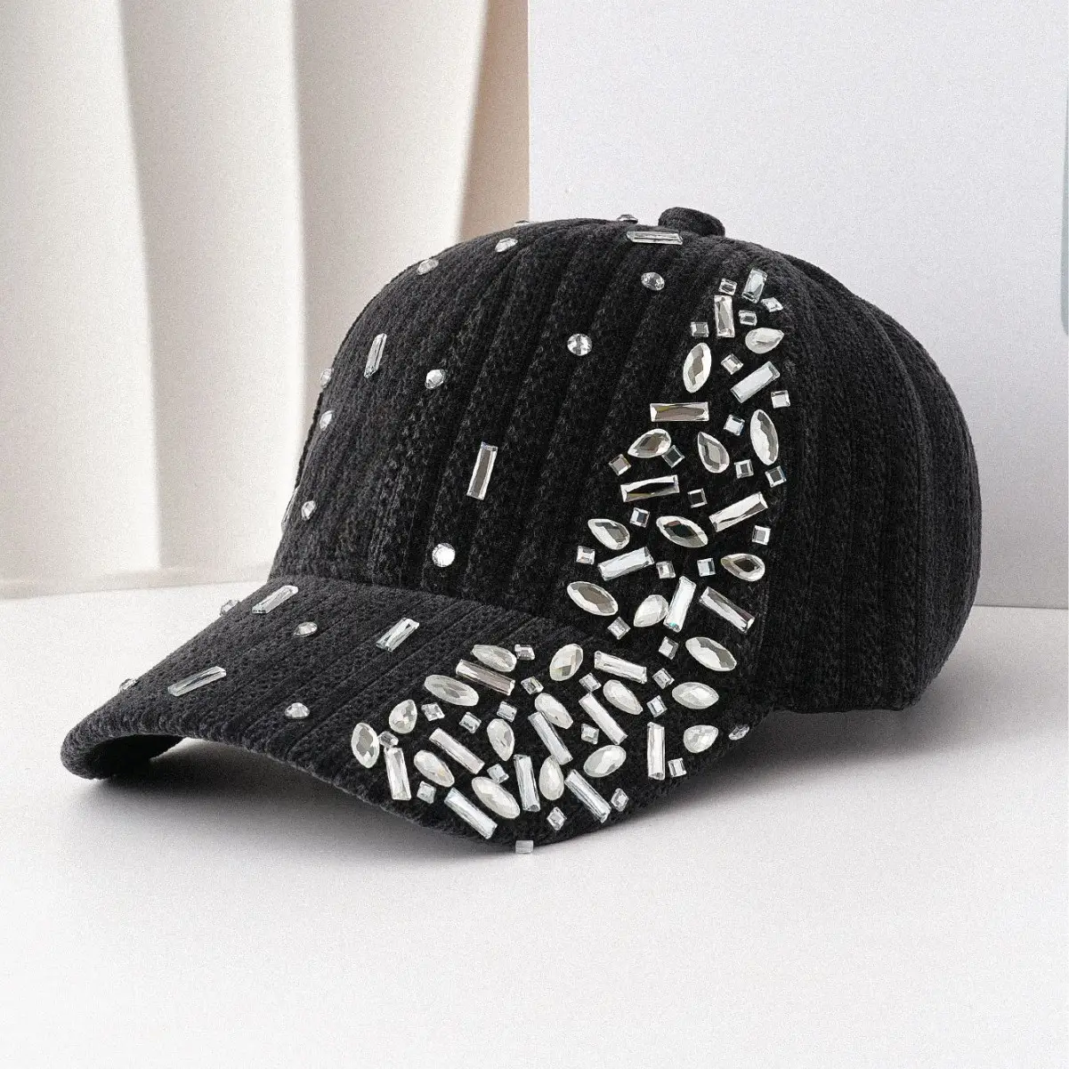 White Velvet Diamond Cap for Women - Image 8