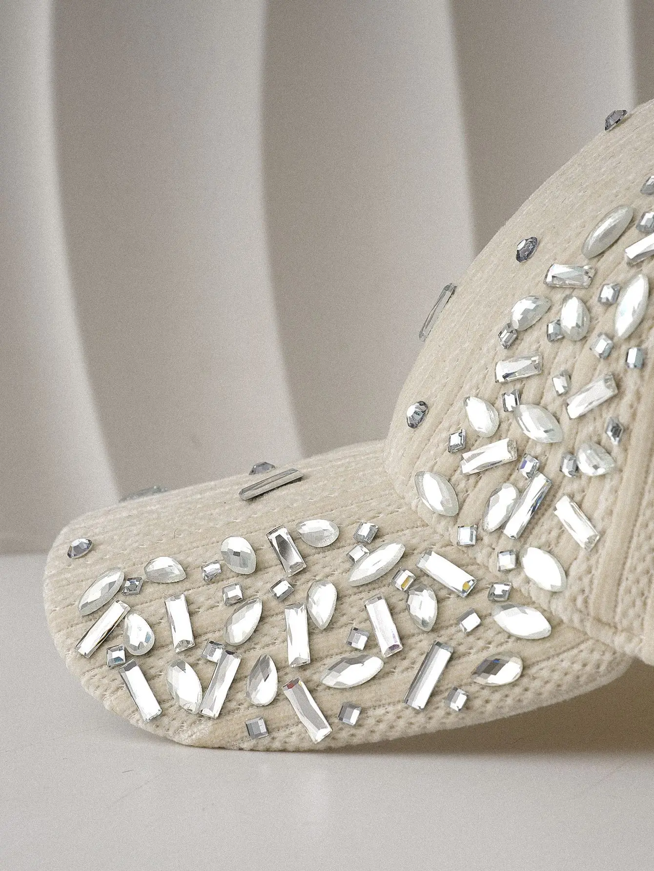 White Velvet Diamond Cap for Women — feature 2