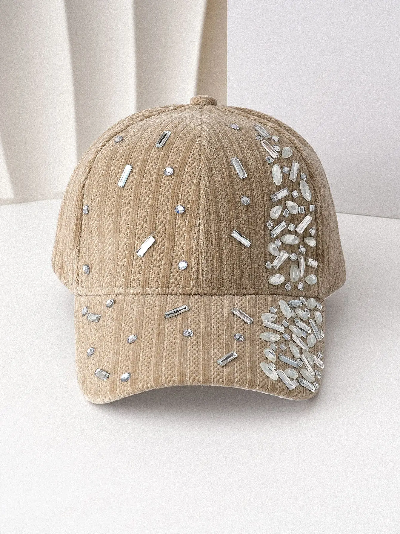 White Velvet Diamond Cap for Women — feature 6