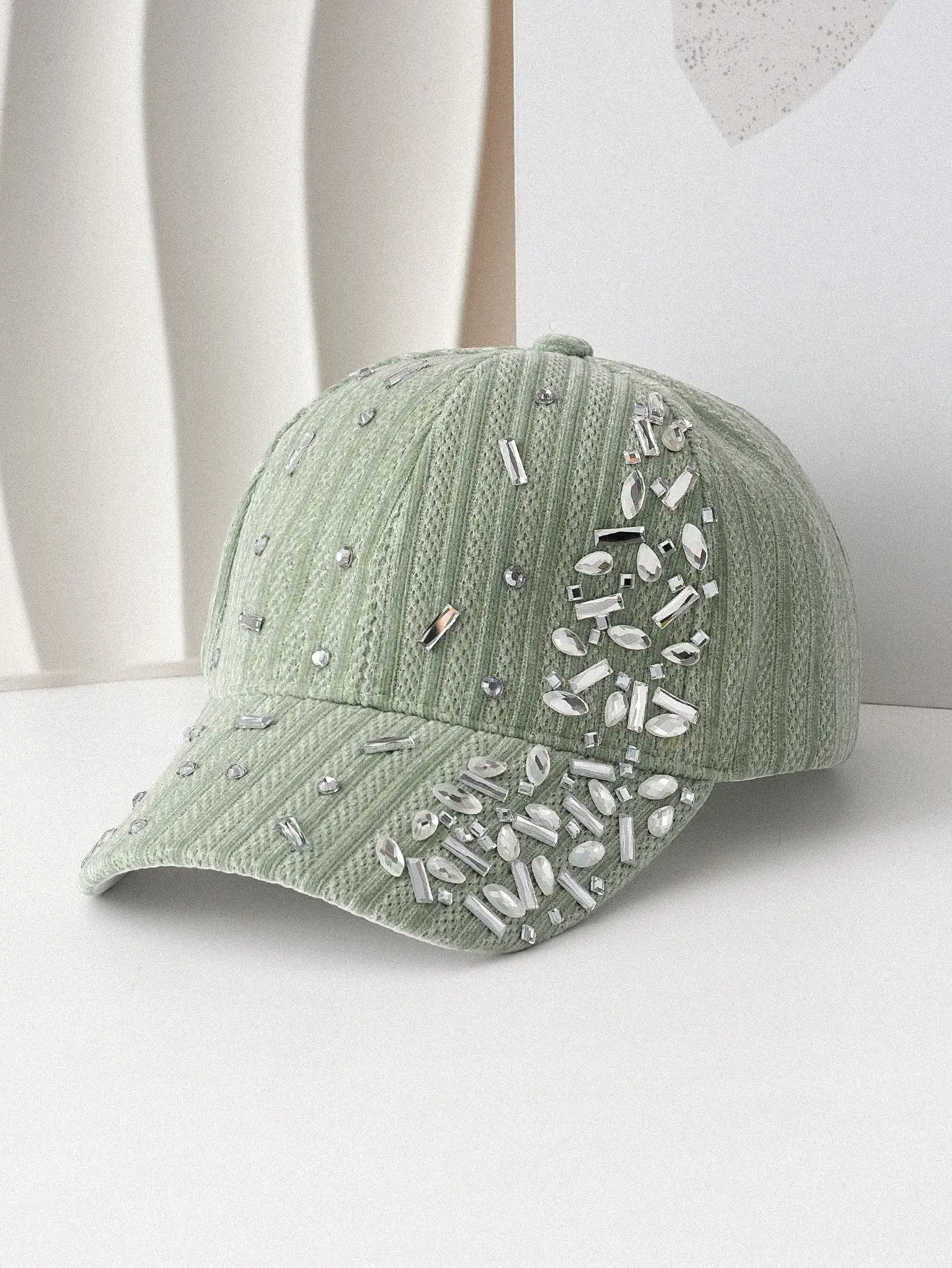 White Velvet Diamond Cap for Women - Image 3