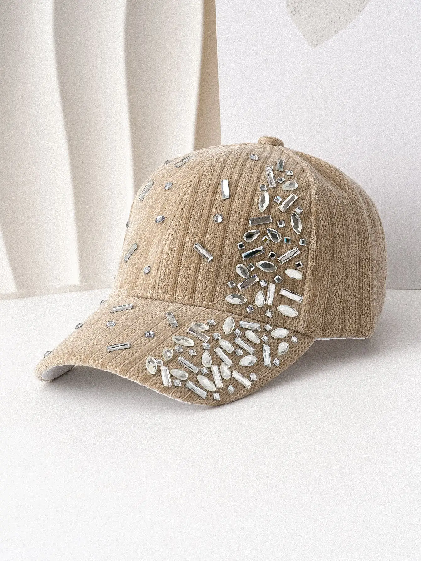 White Velvet Diamond Cap for Women - Image 4