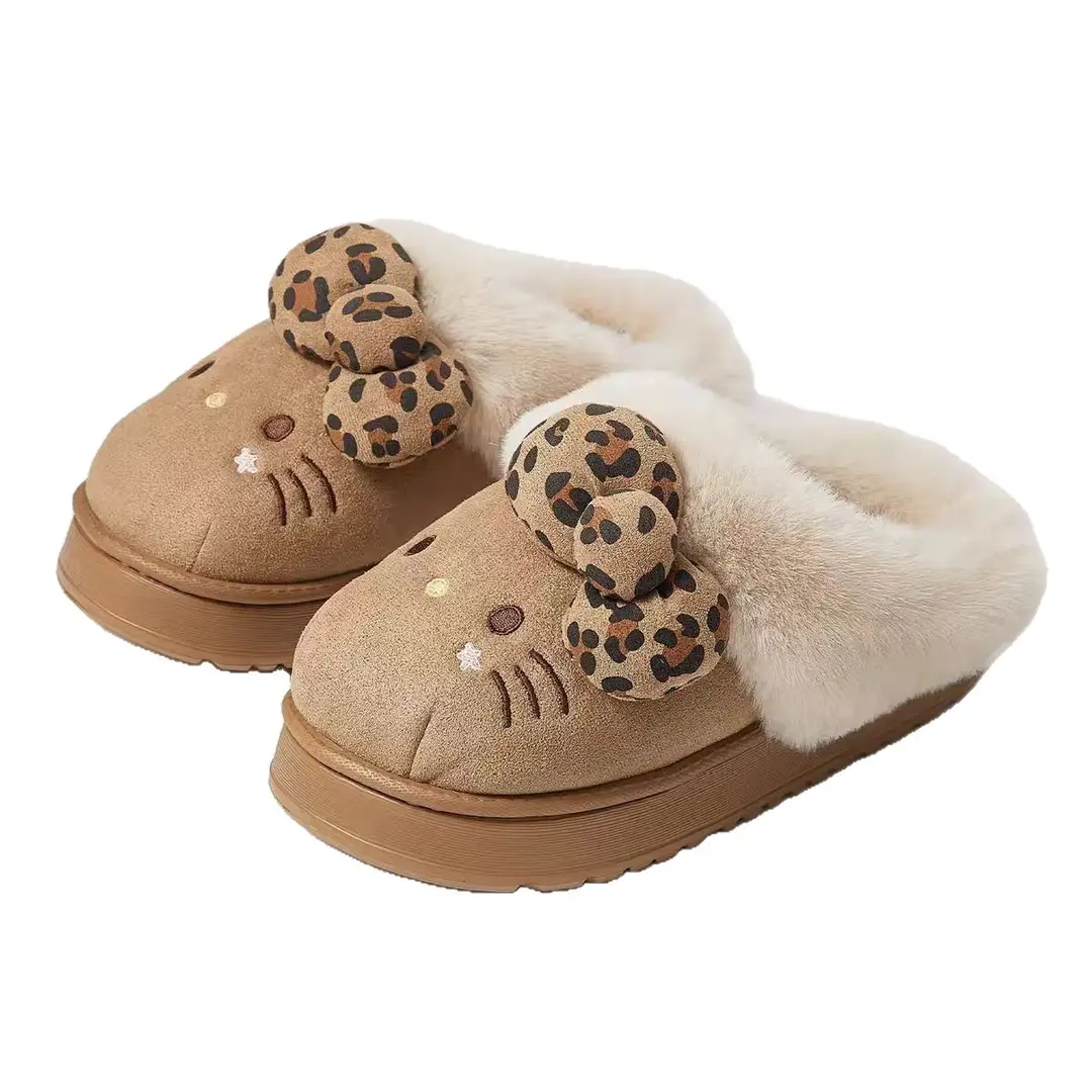 Authentic Sanrio New Kt Catwoman Cartoon Cotton Slippers for Home Indoor Plush Warm and Comfortable Thickeneded