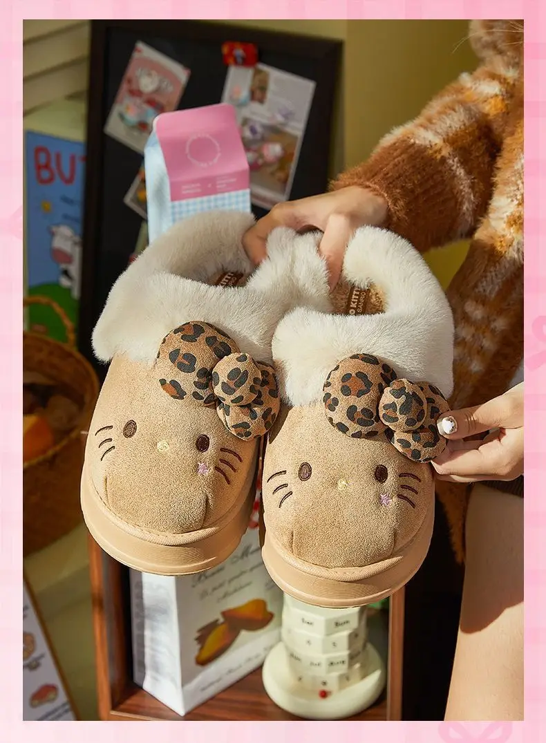 Authentic Sanrio New Kt Catwoman Cartoon Cotton Slippers for Home Indoor Plush Warm and Comfortable Thickeneded — feature 16