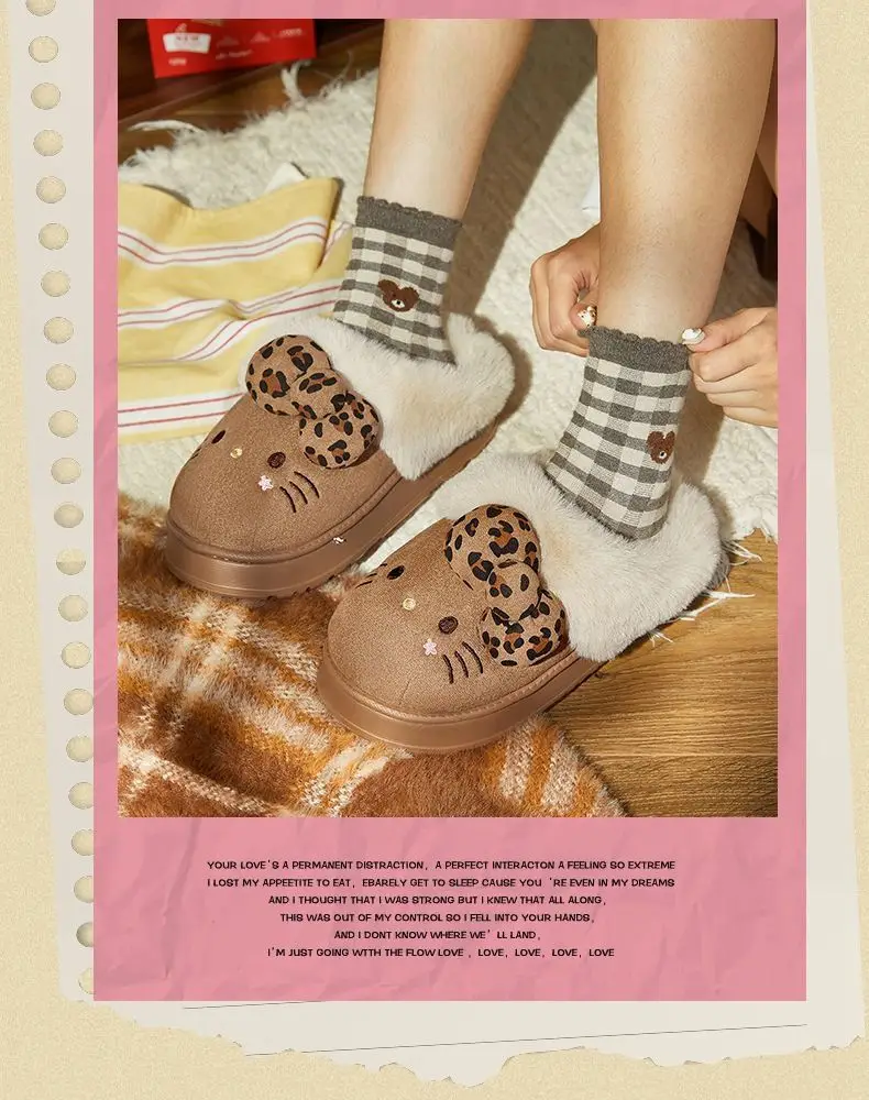 Authentic Sanrio New Kt Catwoman Cartoon Cotton Slippers for Home Indoor Plush Warm and Comfortable Thickeneded — feature 5