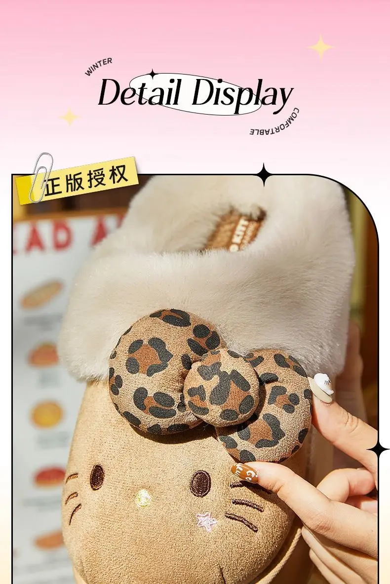 Authentic Sanrio New Kt Catwoman Cartoon Cotton Slippers for Home Indoor Plush Warm and Comfortable Thickeneded — feature 8