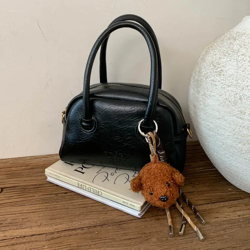 Women Handheld Bowling Bag Brown Leather Retro Design — feature 25