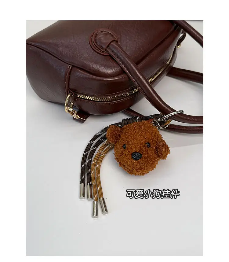 Women Handheld Bowling Bag Brown Leather Retro Design — feature 7
