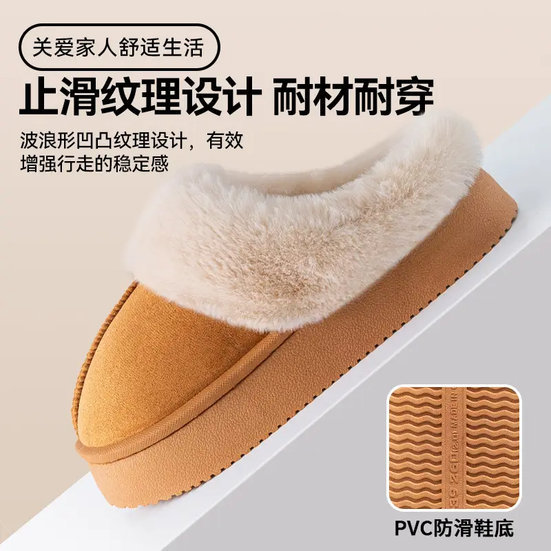 Thick-Soled Cotton Slippers for Women, Autumn and Winter 2025 New Indoor Home Warm Plus Plush Anti-Slip Confinement Cotton Slippers
