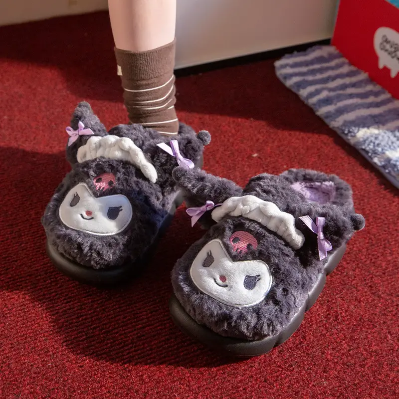Sanrio Winter Cotton Slippers for Women Winter Home Indoor Thick-Soled Cotton Slippers Warm Wool Slippers Home Home Slippers
